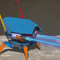Blue And Orange Mechanical Crab Garden Ornament With Unique Sculpture Design For Outdoor Decor