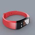 Tech Exhibition Hall Featuring Red Smart Bracelet With Digital Time And Fitness Data