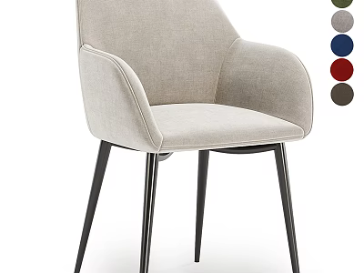 Modern Fabric Upholstered Accent Chair With Black Metal Legs And Multiple Colors 3d model