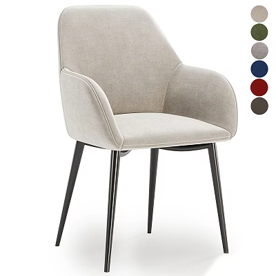 Modern Fabric Upholstered Accent Chair With Black Metal Legs And Multiple Colors 3d model