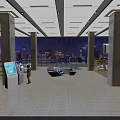 Modern Government Service Center Hall With Service Counter Information Displays And Seating Area