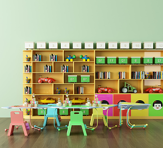 Modern Children's Table and Chair Children's House 3d model