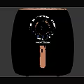 Modern Black Kitchen Air Fryer With 180 Degree Digital Display And Orange Handle