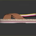Orange Cross Strap Sandals With Colorful Stripes Straw Woven Sole Casual Summer Footwear