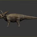 Realistic 3D Triceratops Dinosaur Model With Brown Orange Skin And Large Frill Horns 3d model