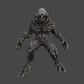 Game Movie Monster Character With Muscular Body Skeletal Head And Textured Skin