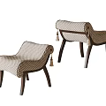 Retro Plaid Upholstered Leisure Chair Set With Exquisite Tassel Decoration And Sturdy Solid Wood Legs