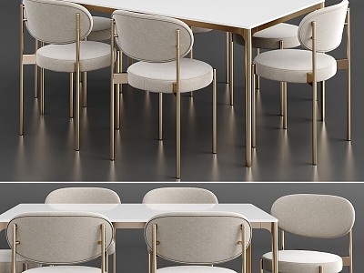 Table and Chair Combination West Elm 3d model