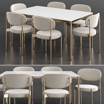 Table and Chair Combination West Elm 3d model