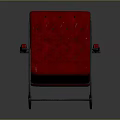 Red Rocking Chair With Comfortable Upholstered Seat Backrest And Metal Frame