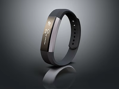 Black Smart Fitness Bracelet With Digital Display For Daily Health And Activity Tracking 3d model