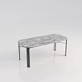 Modern Minimalist Dining Table With Marble Textured Tabletop And Metal Legs 3d model