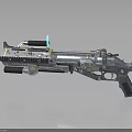 Futuristic Sci Fi Gun Design With Metallic Body Blue Scope And Detailed Components