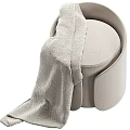 Modern Upholstered Sofa Stool With Light Beige Woven Blanket And Minimalist Design