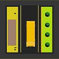 School Bus Stop Scene With Yellow Bus Shelter Street Lamps Green Trees And Grass