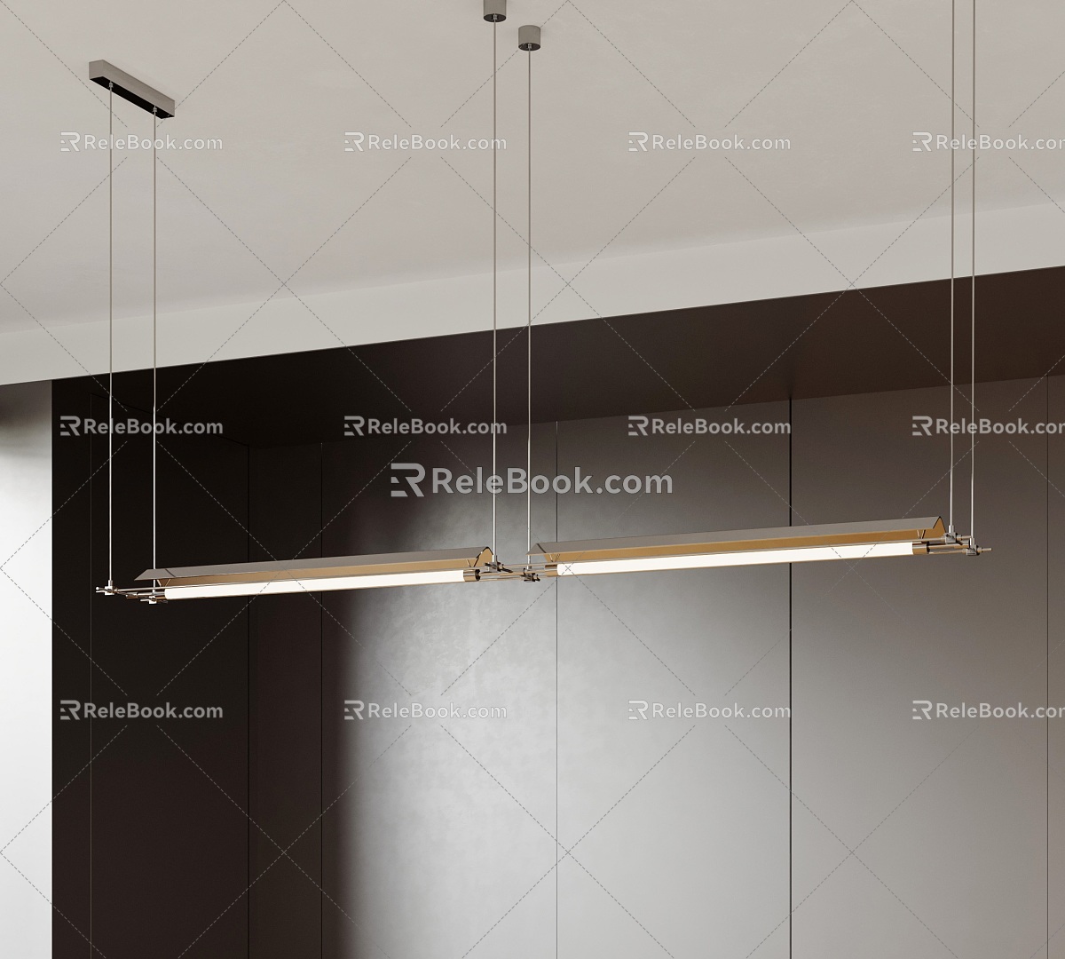 Bauhaus Chandelier Restaurant Chandelier One-word Strip Light Metal Chandelier Tube model