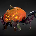 Halloween Pumpkin Spider Creature With Glowing Eyes And Spooky Spider Legs