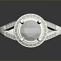Elegant Silver Diamond Ring With Sparkling Center Stone And Side Accents 3d model