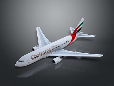 Detailed Emirates Airplane Model With White Body And Colored Tail Design 3d model