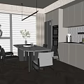 Restaurant Dining Table and Chair Combination Sideboard 3d model