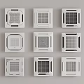 Various Design Air Conditioner Fans With Different Panel Styles And Grill Patterns