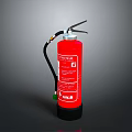 Red Fire Extinguisher With Instruction Label And Hose For Home Safety Use