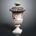 Intricate Carved Stone Urn Sculpture With Decorative Lid And Base Details