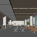 Modern Service Hall With Open Layout Comfortable Seats Large Windows And Natural Light 3d model