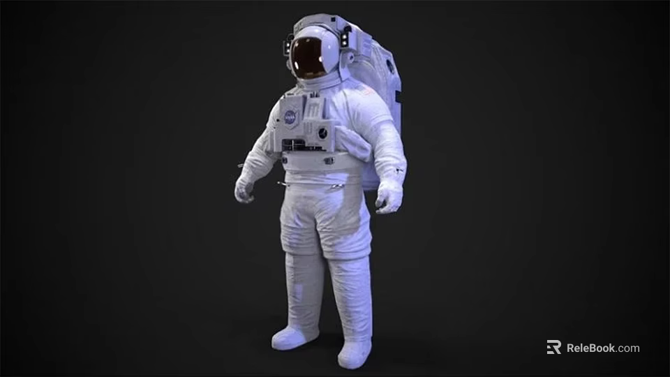 Man In White Astronaut Spacesuit Standing With Helmet And Backpack Equipment 3d model