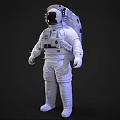 Man In White Astronaut Spacesuit Standing With Helmet And Backpack Equipment 3d model