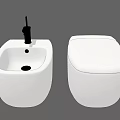 Modern White Toilet With Sink And Black Faucet In Bathroom Design