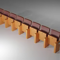 Public Chairs with Orange Frames and Pink Seats Backs Neatly Arranged in Row