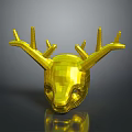 Golden Geometric Deer Head Metallic Reflective Wall Decor For Modern Home Furniture