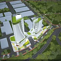 Aerial Planning of Urban Modern High Rise Development with Greenery Road Network and Surrounding Area