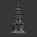 Traditional Stone Pagoda Architecture with Multi Tiered Design Ornate Eaves and Solid Base