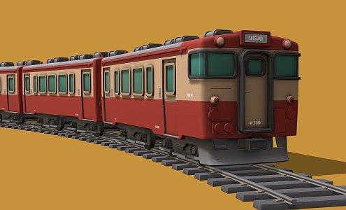 Cartoon Commuter Train Vintage Train 3d model