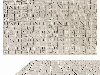 Modern Square Area Rug with Geometric Pattern Neutral Beige Textured Surface for Home Decor 3d model
