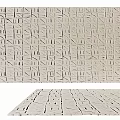 Modern Square Area Rug with Geometric Pattern Neutral Beige Textured Surface for Home Decor