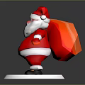 3D Santa Claus Character Standing With Red Outfit White Beard And Gift Bag On Base