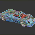 Blue Sports Car Toy Model With Red Interior And Sleek Design Silver Wheels