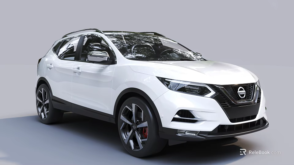 White Nissan Qashqai SUV Exterior Design With Black Alloy Wheels And Sleek Front Grille 3d model 