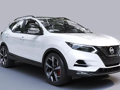 White Nissan Qashqai SUV Exterior Design With Black Alloy Wheels And Sleek Front Grille 3d model