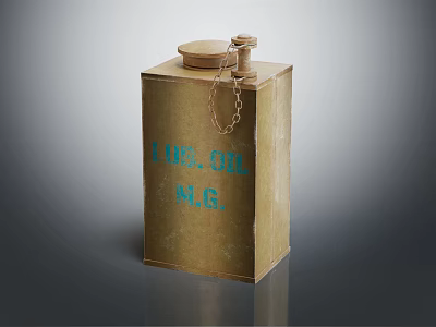Vintage Metal Oil Can With Chain Lid And I.V.R. OIL N.L.G. Label 3d model