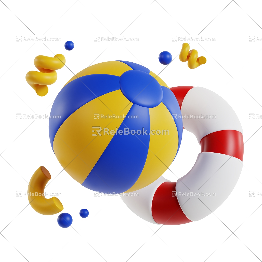 Beach Volleyball Swimming Ring Inflatable Toys Swimming Tools 3d model