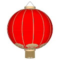 Orange Round Striped Paper Lantern With Hanger And Tassel Decoration
