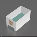 Household Storage Box With White Exterior Light Blue Interior Side Label And Bottom Arched Opening