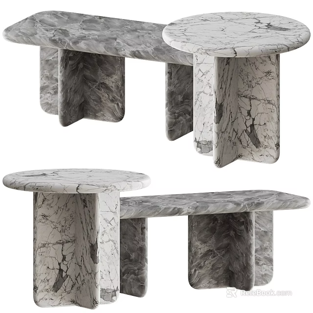 Modern Luxury Marble Coffee Table With Unique Base And Smooth Surface Design 3d model