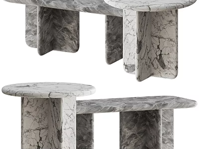 Modern Luxury Marble Coffee Table With Unique Base And Smooth Surface Design 3d model