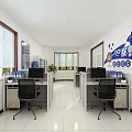 Public Security Mediation Room With Service Counter Information Boards And Office Equipment
