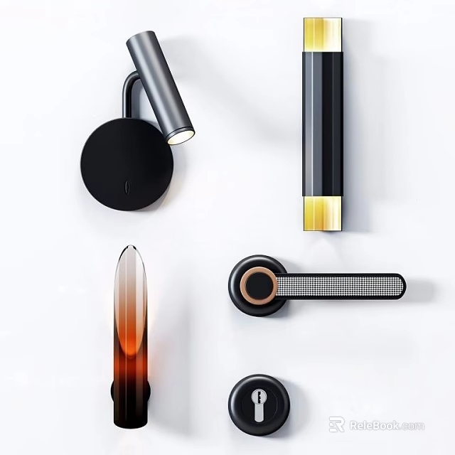 Modern Wall Lamps With Sleek Black Metal Design And Various Stylish Shapes 3d model 